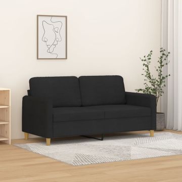 vidaXL Dvivietė sofa, juodos spalvos, 140cm, audinys
