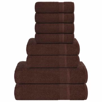 vidaXL 8 dalių rankšluosčių komplektas FROGN rudas, 360 g/m²