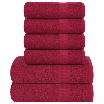 vidaXL 6 dalių rankšluosčių komplektas FROGN bordo spalvos, 360 g/m²
