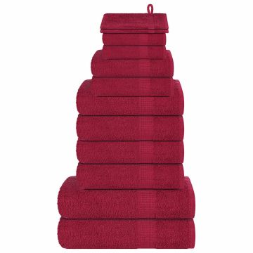 vidaXL 12 dalių rankšluosčių komplektas FROGN bordo spalvos, 360 g/m²