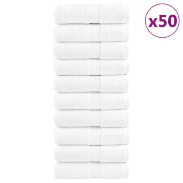 vidaXL Aukščiausios kokybės rankšluosčiai, SOLUND, 50 vnt., balti, 30x30 cm, 600 g/m²