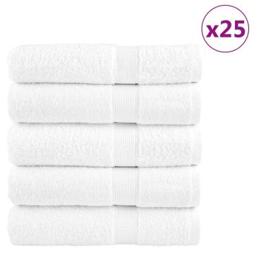 vidaXL Dušo rankšluosčiai, SOLUND, 25vnt., balti, 70x140cm, 600g/m²
