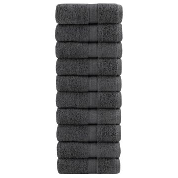 vidaXL Svečių rankšluosčiai, SOLUND, 10vnt., antracito, 30x50cm 600g/m²