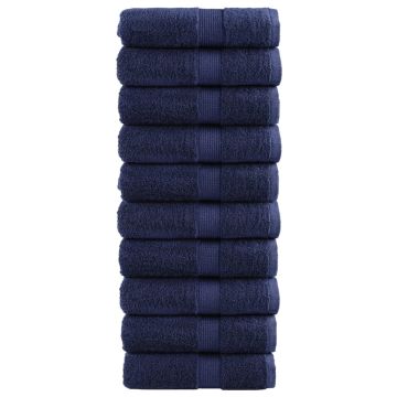 vidaXL Aukščiausios kokybės rankšluosčiai, SOLUND, 10 vnt., tamsiai mėlyni, 30x30 cm, 600 g/m²