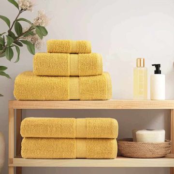 vidaXL Svečių Rankšluostis SOLUND 4 pcs Auksinė 15 x 21 cm 550 gsm