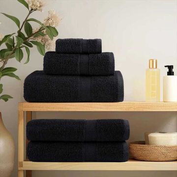 vidaXL Svečių Rankšluostis SOLUND 4 pcs Juoda 15 x 21 cm 550 gsm