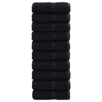 vidaXL Aukščiausios kokybės rankšluosčiai SOLUND, 10 vnt., juodi, 30x30 cm, 600 g/m²