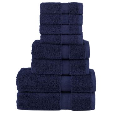 vidaXL Rankšluosčių rinkinys SOLUND, 8vnt., tamsiai mėlyni, 600g/m²