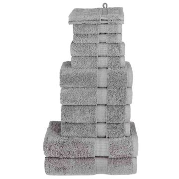 vidaXL Rankšluosčių rinkinys SOLUND, 12vnt., pilki, 600g/m²