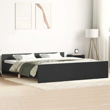 vidaXL Lovos rėmas su galvūgaliu ir kojūgaliu, juodas, 200x200cm