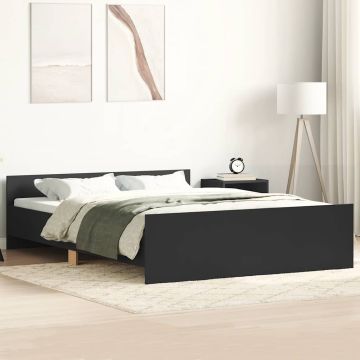 vidaXL Lovos rėmas su galvūgaliu ir kojūgaliu, juodas, 140x200cm
