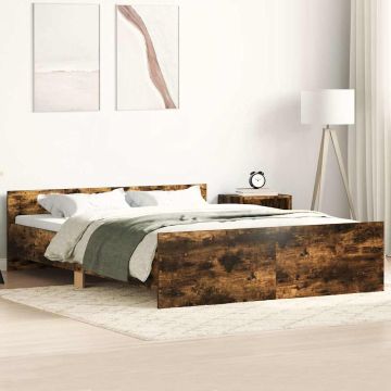vidaXL Lovos rėmas su galvūgaliu ir kojūgaliu, dūminis, 140x200cm