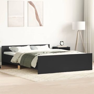 vidaXL Lovos rėmas su galvūgaliu ir kojūgaliu, juodas, 150x200cm