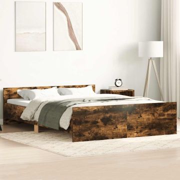 vidaXL Lovos rėmas su galvūgaliu ir kojūgaliu, dūminis, 150x200cm