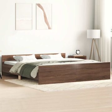 vidaXL Lovos rėmas su galvūgaliu ir kojūgaliu, rudas, 160x200cm