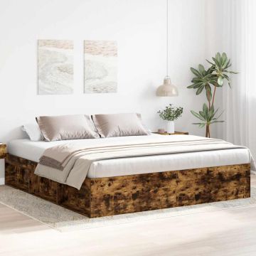 vidaXL Lovos rėmas, dūminio ąžuolo spalvos, 180x200cm, itin didelis