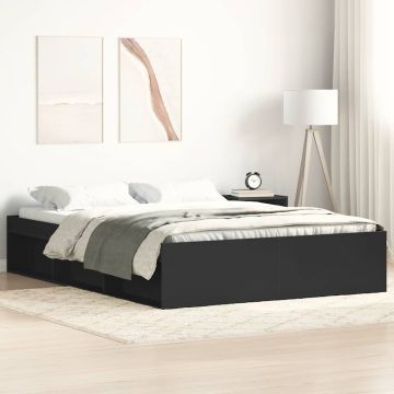 vidaXL Lovos rėmas, juodos spalvos, 135x190cm, dvivietis