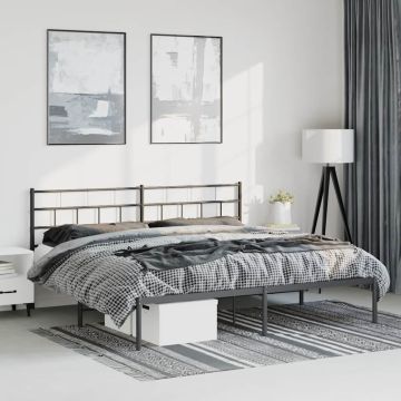 vidaXL Metalinis lovos rėmas su galvūgaliu, juodos spalvos, 183x213cm
