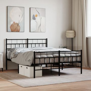 vidaXL Lovos rėmas su galvūgaliu/kojūgaliu, juodas, 120x190cm, metalas