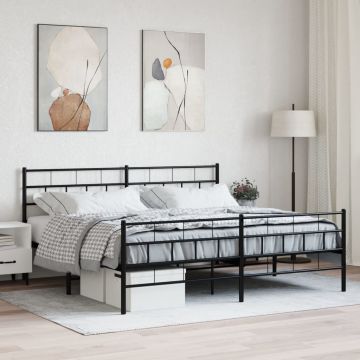 vidaXL Lovos rėmas su galvūgaliu/kojūgaliu, juodas, 200x200cm, metalas