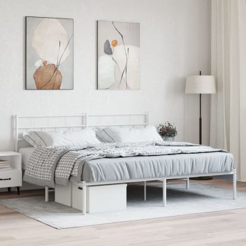 vidaXL Metalinis lovos rėmas su galvūgaliu, baltos spalvos, 180x200cm