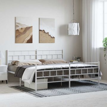 vidaXL Lovos rėmas su galvūgaliu/kojūgaliu, baltas, 193x203cm, metalas