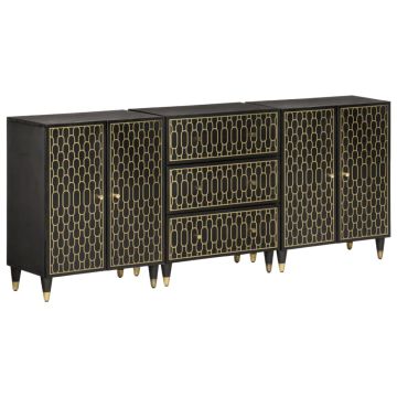 vidaXL Šoninės spintelės, 3vnt., 60x33x75cm, mango medienos masyvas