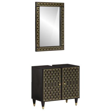 vidaXL Vonios kambario baldų komplektas, 2 dalių, mango masyvas