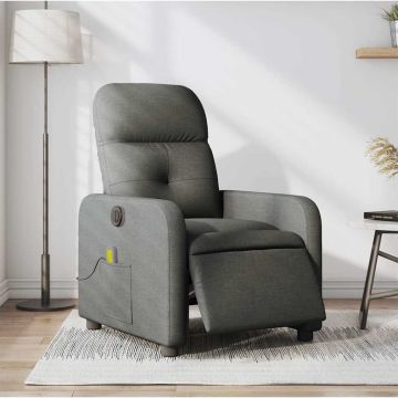 vidaXL Elektrinis masažinis krėslas, tamsiai pilkas, audinys