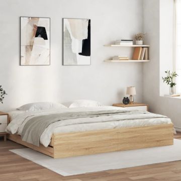 vidaXL Lovos rėmas su stalčiais, ąžuolo, 200x200cm, apdirbta mediena