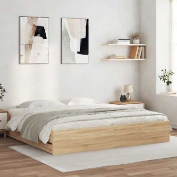 vidaXL Lovos rėmas su stalčiais, ąžuolo, 160x200cm, apdirbta mediena