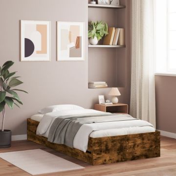 vidaXL Lovos rėmas su stalčiais, dūminio ąžuolo, 75x190cm, mediena