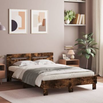 vidaXL Lovos rėmas su galvūgaliu, dūminio ąžuolo, 120x200cm, mediena