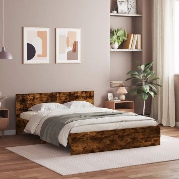 vidaXL Lovos rėmas su galvūgaliu, dūminio ąžuolo spalvos, 150x200cm