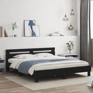 vidaXL Lovos rėmas su galvūgaliu ir LED, juodos spalvos, 180x200cm