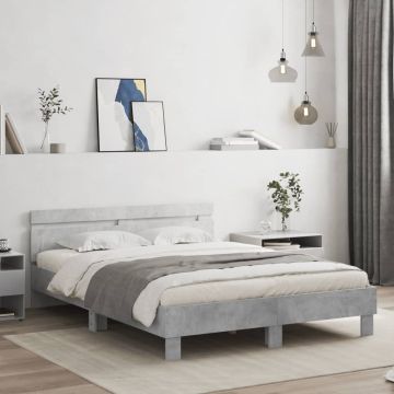 vidaXL Lovos rėmas su galvūgaliu ir LED, betono pilkas, 150x200cm