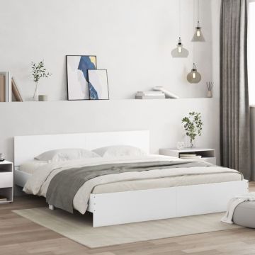 vidaXL Lovos rėmas su galvūgaliu ir LED, baltos spalvos, 180x200cm