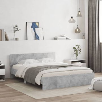 vidaXL Lovos rėmas su galvūgaliu ir LED, betono pilkas, 160x200cm