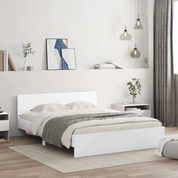vidaXL Lovos rėmas su galvūgaliu ir LED, baltos spalvos, 150x200cm
