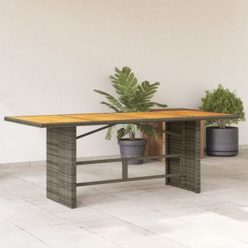 vidaXL Stalas su akacijos stalviršiu, pilkas, 190x80x74cm, poliratanas