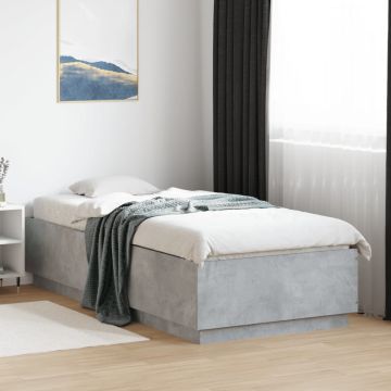 vidaXL Lovos rėmas, betono pilkos spalvos, 90x200cm, apdirbta mediena