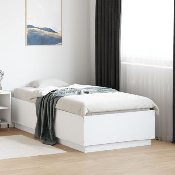 vidaXL Lovos rėmas, baltos spalvos, 90x190cm, apdirbta mediena