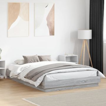 vidaXL Lovos rėmas, pilkos ąžuolo spalvos, 120x200cm, apdirbta mediena