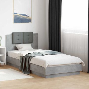 vidaXL Lovos rėmas su galvūgaliu, betono, 90x200cm, apdirbta mediena