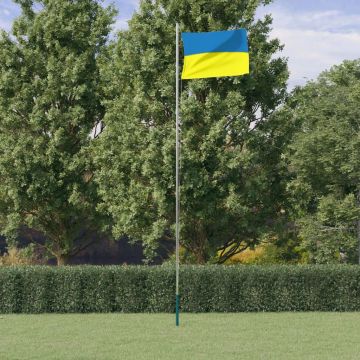 vidaXL Ukrainos vėliava su stiebu, aliuminis, 6,23m