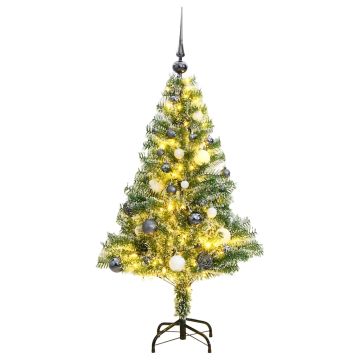 vidaXL Dirbtinė Kalėdų eglutė su 150 LED, žaisliukais ir sniegu, 150cm