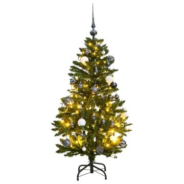 vidaXL Kalėdų eglutė su šarnyrinėmis šakomis/LED/žaisliukais, 120cm