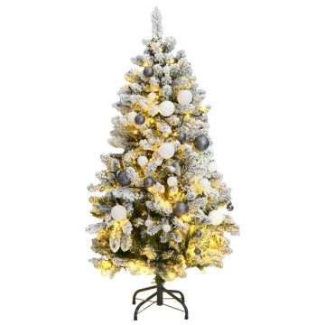 vidaXL Kalėdų eglutė su šarnyrinėmis šakomis/LED/žaisliukais, 120cm