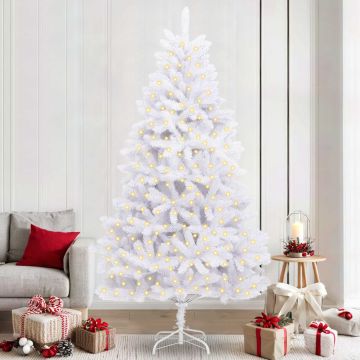 vidaXL Dirbtinė Kalėdų eglutė su 300 LED Balta 240 cm PVC ir metalas