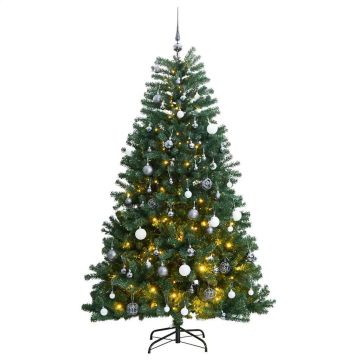 vidaXL Kalėdų eglutė su šarnyrinėmis šakomis/LED/žaisliukais, 210cm
